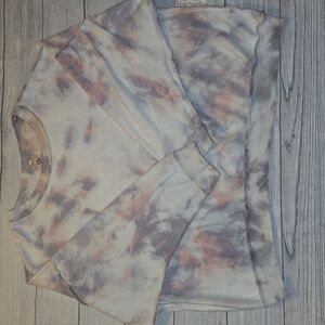 Free People Kelly Washed Tie Dyed Sweatshirt White/Pink/Purple Size M NWT